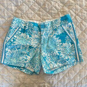 Lilly Pulitzer Callahan Shorts Ariel Blue Lion In The Sun Cotton Size 000 NWOT
